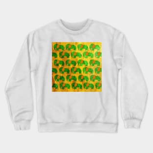 elephant crazy safari in jade gold art in mexican ecopop totonac pattern Crewneck Sweatshirt